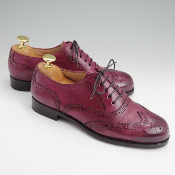 極美品★(伊)タニノクリスチー(レディース) SIZE 36【定価10万円以上★フルブローグ/マゼンタ】カーフ/TANINO CRISCI★l727