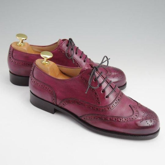 極美品★(伊)タニノクリスチー(レディース) SIZE 36【定価10万円以上★フルブローグ/マゼンタ】カーフ/TANINO CRISCI★l727