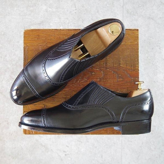 極美品★三陽山長 SIZE 8【定価￥80,300-★十志郎/R2010ラスト】サイドエラスティック/カーフ/黒/メンズ/JUSHIRO/Sanyo Yamacho★l732