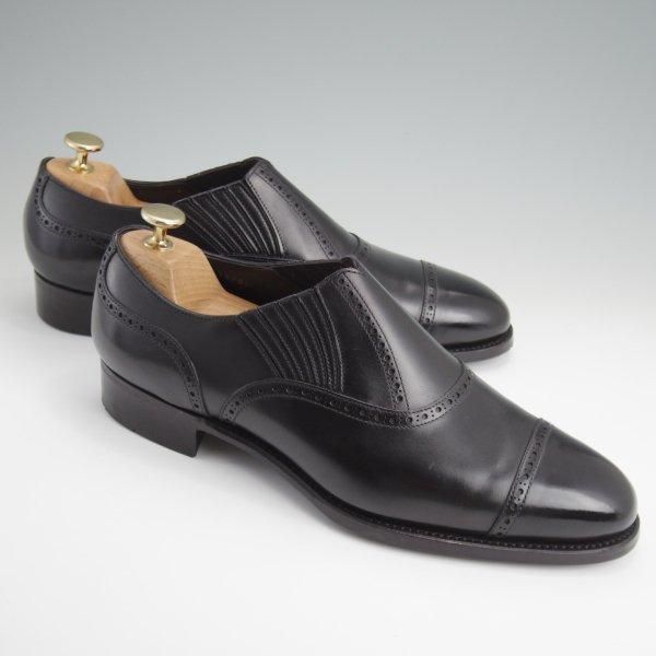 極美品★三陽山長 SIZE 8【定価￥80,300-★十志郎/R2010ラスト】サイドエラスティック/カーフ/黒/メンズ/JUSHIRO/Sanyo Yamacho★l732