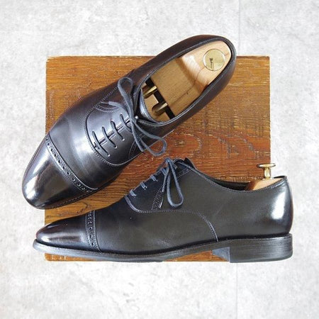 極上★(浅草)RENDO/レンド SIZE 7.5【定価￥68,200-★ダイナイトソール仕様/パンチドキャップトゥ】7702D/カーフ/黒/メンズ★l736