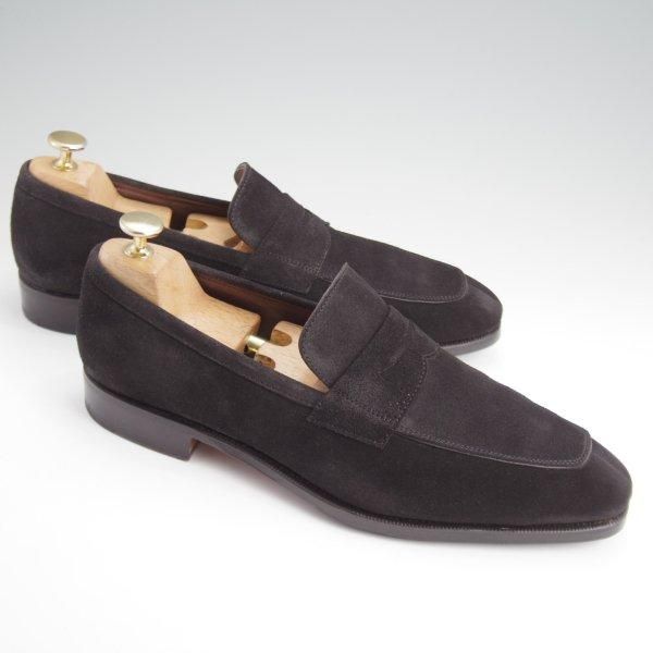 極美品★(スペイン製)カルミナ SIZE 8【定価￥79,200-★コインローファー/10082】SIMPSOMラスト/スエード/黒/メンズ/CARMINA★l737