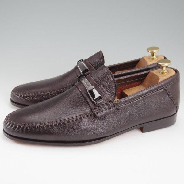未使用★(伊)サントーニ SIZE 7【ビットローファー★シボ革/スリッポン】濃茶/メンズ/Santoni★l748
