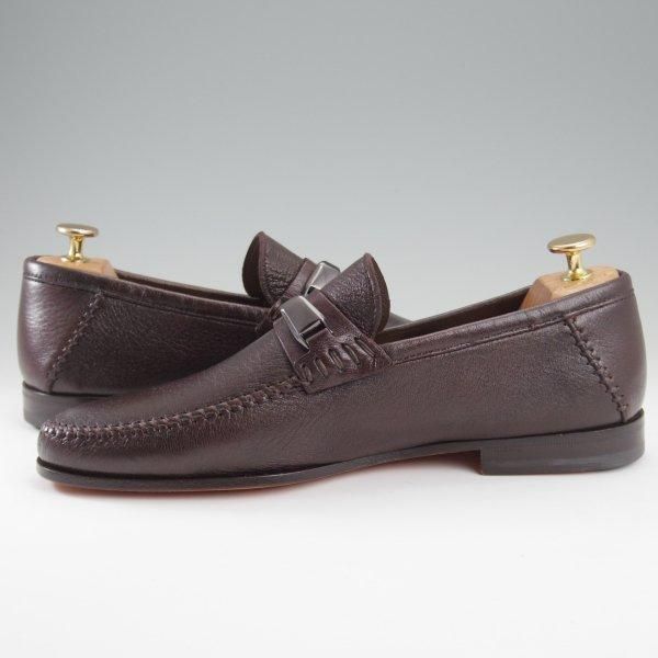 未使用★(伊)サントーニ SIZE 7【ビットローファー★シボ革/スリッポン】濃茶/メンズ/Santoni★l748