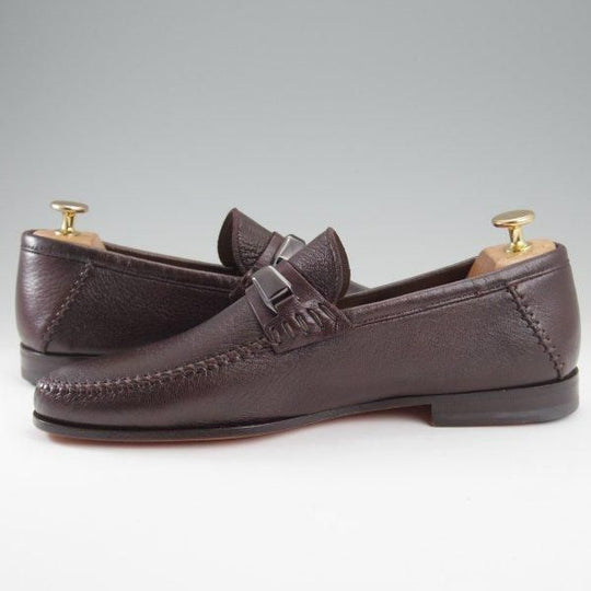 未使用★(伊)サントーニ SIZE 7【ビットローファー★シボ革/スリッポン】濃茶/メンズ/Santoni★l748