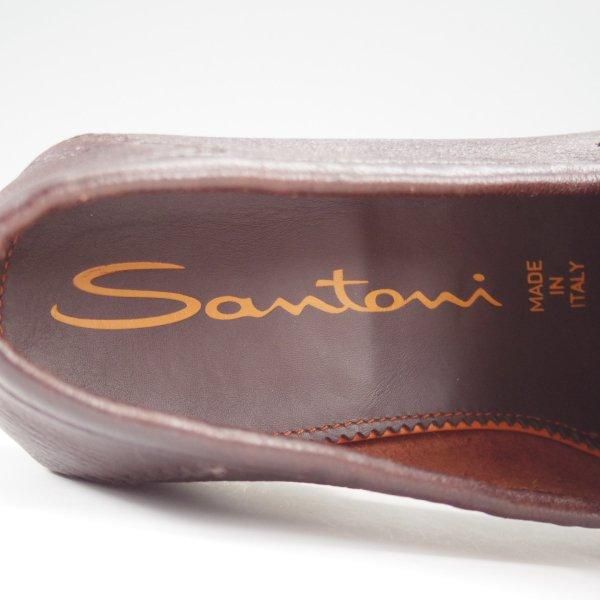未使用★(伊)サントーニ SIZE 7【ビットローファー★シボ革/スリッポン】濃茶/メンズ/Santoni★l748