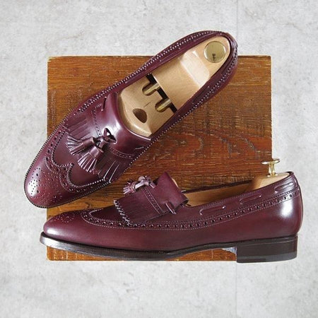 未使用★(伊)エンツォ・ボナフェ SIZE 8【合計定価￥157,300-★ハンドソーンウェルテッド製法/純正ツリー付き】タッセルローファー★l749
