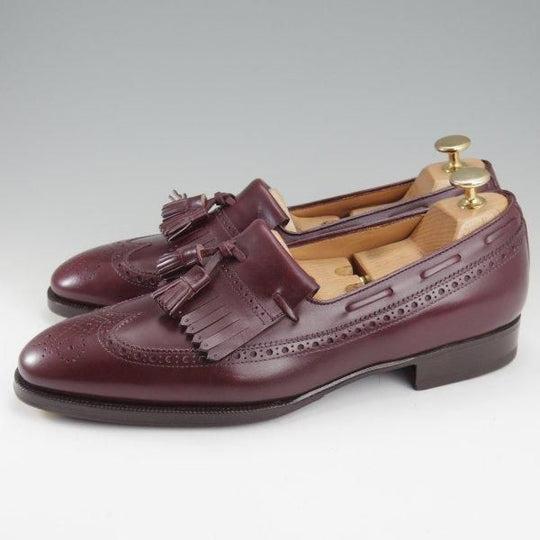 未使用★(伊)エンツォ・ボナフェ SIZE 8【合計定価￥157,300-★ハンドソーンウェルテッド製法/純正ツリー付き】タッセルローファー★l749