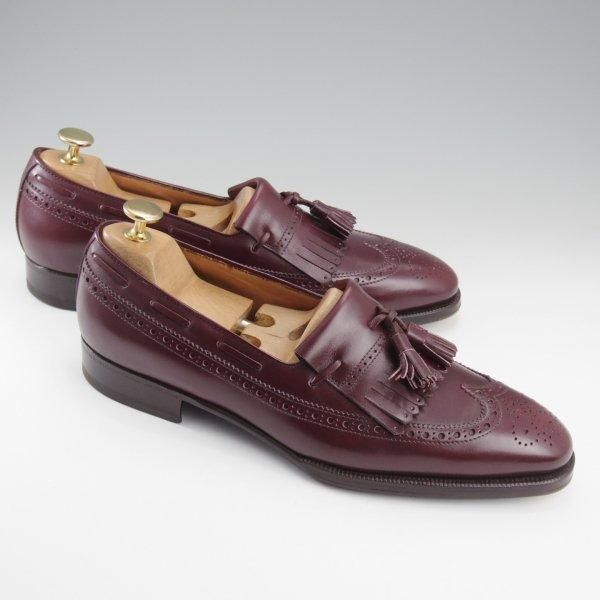 未使用★(伊)エンツォ・ボナフェ SIZE 8【合計定価￥157,300-★ハンドソーンウェルテッド製法/純正ツリー付き】タッセルローファー★l749