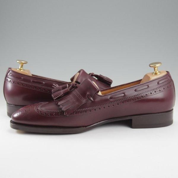 未使用★(伊)エンツォ・ボナフェ SIZE 8【合計定価￥157,300-★ハンドソーンウェルテッド製法/純正ツリー付き】タッセルローファー★l749
