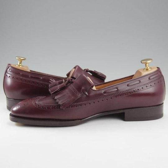 未使用★(伊)エンツォ・ボナフェ SIZE 8【合計定価￥157,300-★ハンドソーンウェルテッド製法/純正ツリー付き】タッセルローファー★l749
