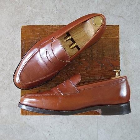 美品★トリッカーズ SIZE 7.5【現行定価10万円以上★コインローファー/JS7928】スリッポン/カーフ/茶/メンズ/Tricker's★l770