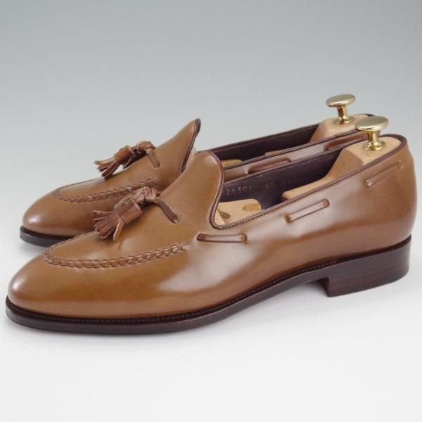 ほぼ未使用★(スペイン製)カルミナ SIZE 6.5【定価￥139,700-★茶系コードバン/BOURBON/ホーウィン社】タッセルローファー/バーボン★l778