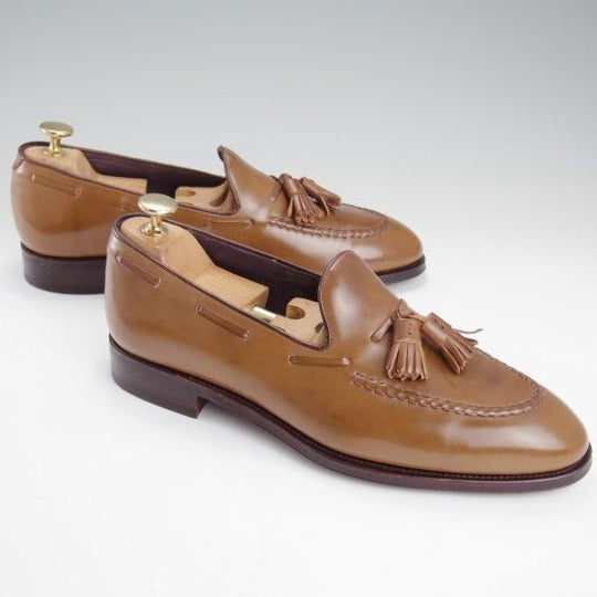 ほぼ未使用★(スペイン製)カルミナ SIZE 6.5【定価￥139,700-★茶系コードバン/BOURBON/ホーウィン社】タッセルローファー/バーボン★l778