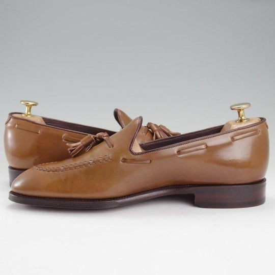 ほぼ未使用★(スペイン製)カルミナ SIZE 6.5【定価￥139,700-★茶系コードバン/BOURBON/ホーウィン社】タッセルローファー/バーボン★l778