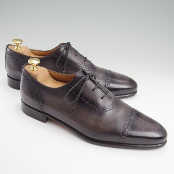 極美品★(仏)ベルルッティ SIZE 7【パティーヌ(NERO GRIGIO)★イミテーション/クォーターブローグ】ヴェネチアレザー/黒/Berluti★l784