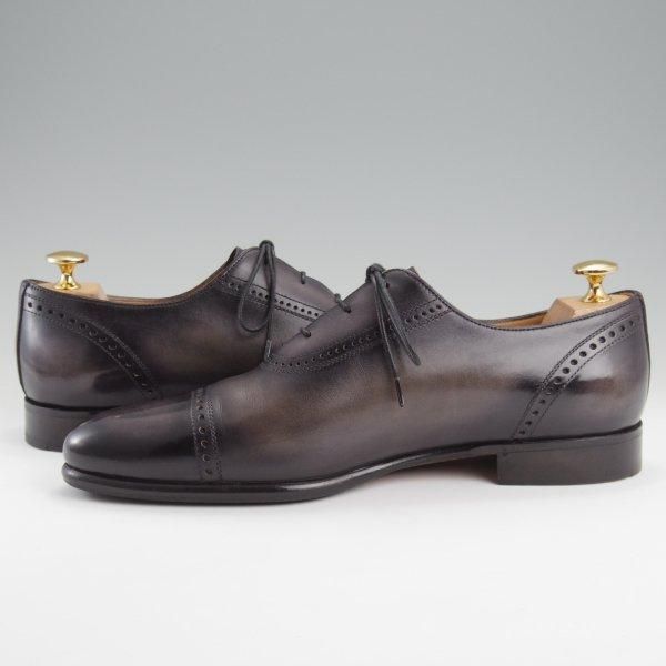 極美品★(仏)ベルルッティ SIZE 7【パティーヌ(NERO GRIGIO)★イミテーション/クォーターブローグ】ヴェネチアレザー/黒/Berluti★l784