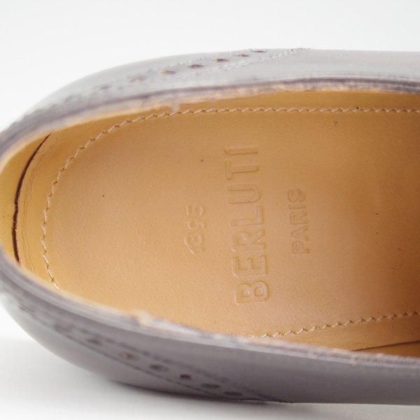 極美品★(仏)ベルルッティ SIZE 7【パティーヌ(NERO GRIGIO)★イミテーション/クォーターブローグ】ヴェネチアレザー/黒/Berluti★l784