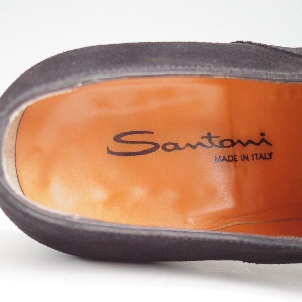 極美品★(伊)サントーニ SIZE 7.5【★ストレートチップ/15004】スエード/黒/メンズ/Santoni★l786
