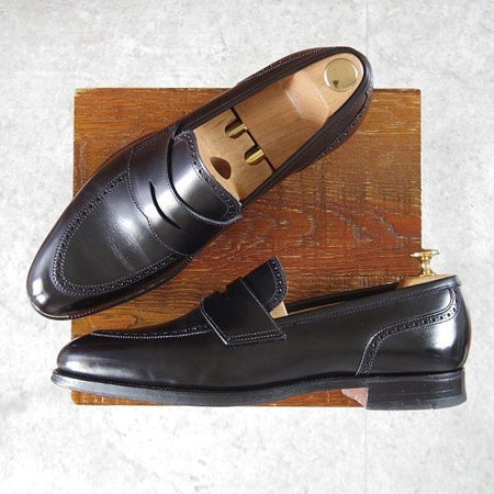 極上★クロケット&ジョーンズ UK9/US9.5D【貴重★ブルックスブラザーズ別注/Peal&co】コインローファー/黒/Crockett&Jones★l789