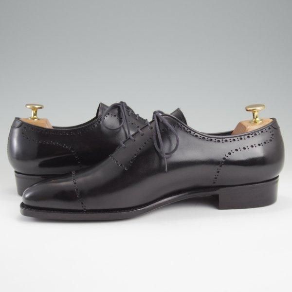 極美品★三陽山長 SIZE 8【★舞之介/R309ラスト】ホールカット/クォーターブローグ/カーフ/黒/メンズ/MAINOSUKE/Sanyo Yamacho★l790