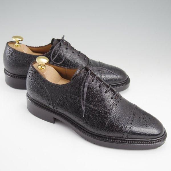 極美品★(銀座)クレマチス UK5.5程度【総製作費35万円以上★極希少なジビエ革を使用/９分半仕立て】セミブローグ/黒/CLEMATIS★l794