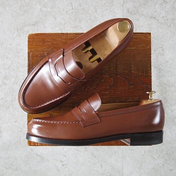 極美品★J.M.ウエストン 7D【定価￥151,800-★180/コインローファー】41ラスト/ボックスカーフ/タン/茶/Weston/ウェストン★l803