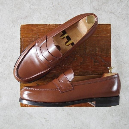 極美品★J.M.ウエストン 7D【定価￥151,800-★180/コインローファー】41ラスト/ボックスカーフ/タン/茶/Weston/ウェストン★l803