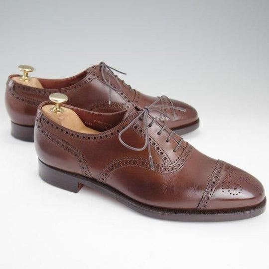 極美品★クロケット&ジョーンズ 6E【定価￥121,000-★COVENTRY/セミブローグ】コベントリー/341ラスト/カーフ/濃茶/Crockett&Jones★l804