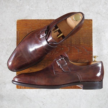 ★ジョンロブ SIZE 42.5/UK8程度【貴重★(仏)エルメス別注/HERMES/ミュージアムカーフ】H103ラスト/JARVIS/モンク/濃茶/JOHN LOBB★l812