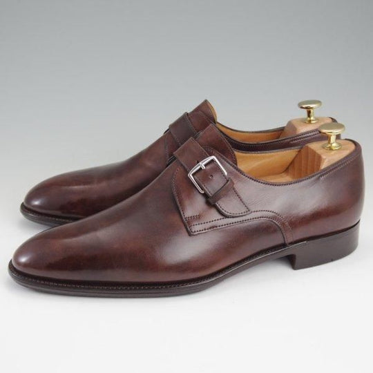 ★ジョンロブ SIZE 42.5/UK8程度【貴重★(仏)エルメス別注/HERMES/ミュージアムカーフ】H103ラスト/JARVIS/モンク/濃茶/JOHN LOBB★l812