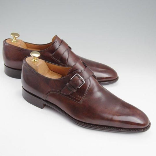 ★ジョンロブ SIZE 42.5/UK8程度【貴重★(仏)エルメス別注/HERMES/ミュージアムカーフ】H103ラスト/JARVIS/モンク/濃茶/JOHN LOBB★l812