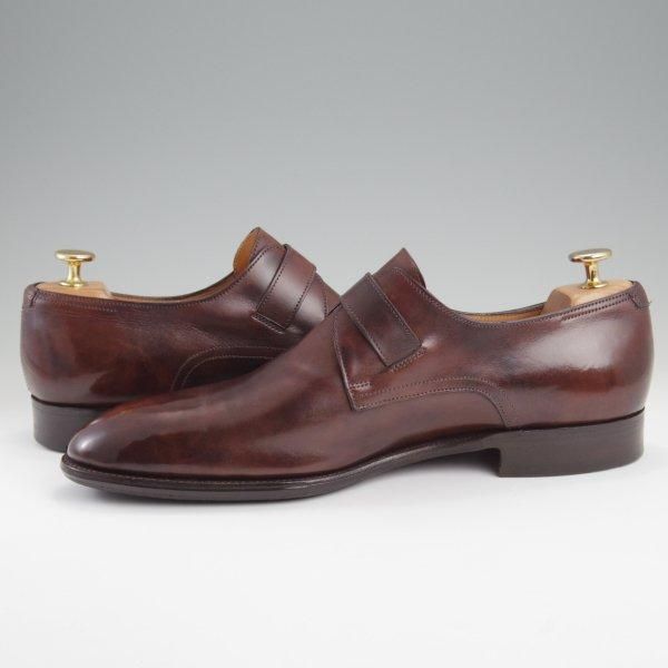 ★ジョンロブ SIZE 42.5/UK8程度【貴重★(仏)エルメス別注/HERMES/ミュージアムカーフ】H103ラスト/JARVIS/モンク/濃茶/JOHN LOBB★l812