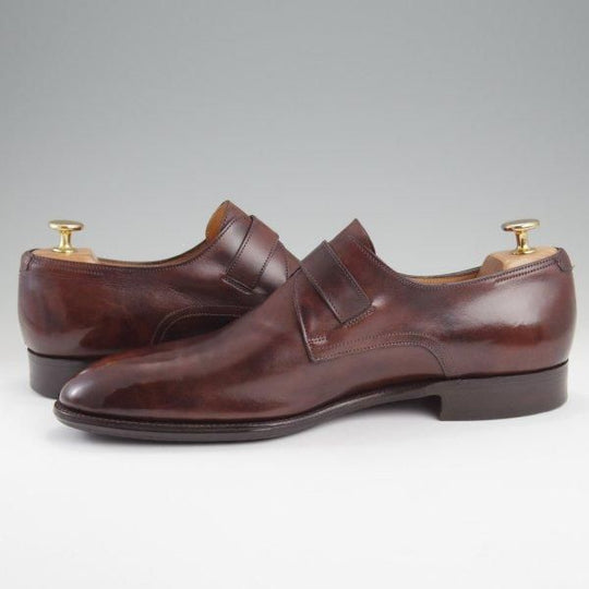 ★ジョンロブ SIZE 42.5/UK8程度【貴重★(仏)エルメス別注/HERMES/ミュージアムカーフ】H103ラスト/JARVIS/モンク/濃茶/JOHN LOBB★l812