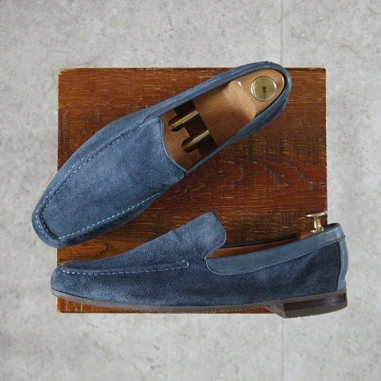 極上★ジョンロブ 6.5E【コンビ仕様★ローファー/紺】スリッポン/スエード×カーフ/メンズ/JOHN LOBB★l816