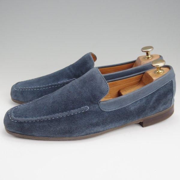 極上★ジョンロブ 6.5E【コンビ仕様★ローファー/紺】スリッポン/スエード×カーフ/メンズ/JOHN LOBB★l816