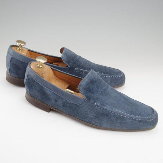 極上★ジョンロブ 6.5E【コンビ仕様★ローファー/紺】スリッポン/スエード×カーフ/メンズ/JOHN LOBB★l816