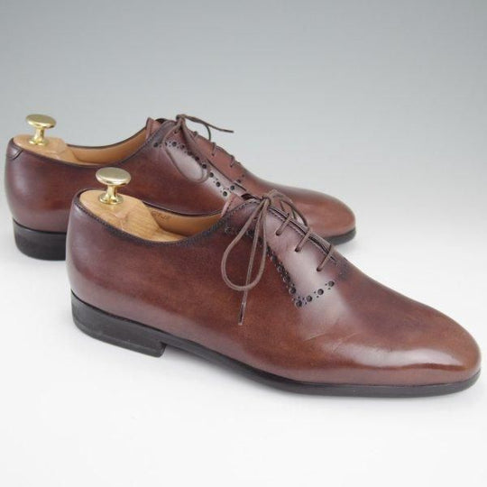 ほぼ未使用★(仏)ベルルッティ SIZE 6【濃茶系パティーヌ★ヴェネチアレザー/ホールカット】イミテーションブローグ/メンズ/Berluti★l829