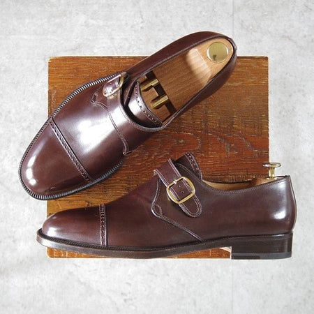 未使用★(伊)タニノクリスチー SIZE 8【デッドストック品★モンクストラップ/濃茶】カーフ/メンズ/TANINO CRISCI★l838