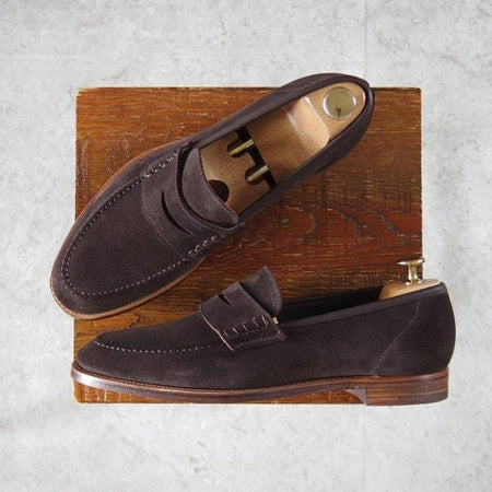 未使用★クロケット&ジョーンズ 6.5E【定価￥99,000-★コインローファー/Seaton/シートン】376ラスト/スエード/濃茶/Crockett&Jones★l850