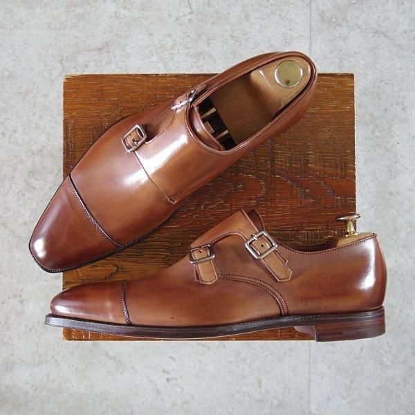 未使用★クロケット&ジョーンズ 6.5E【ハンドグレードライン★MONTPELLIER 2/ダブルモンク】373ラスト/カーフ/茶/Crockett&Jones★l859