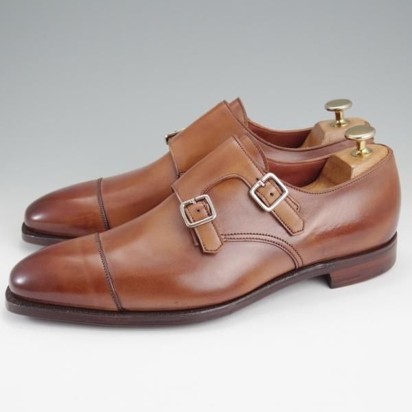 未使用★クロケット&ジョーンズ 6.5E【ハンドグレードライン★MONTPELLIER 2/ダブルモンク】373ラスト/カーフ/茶/Crockett&Jones★l859