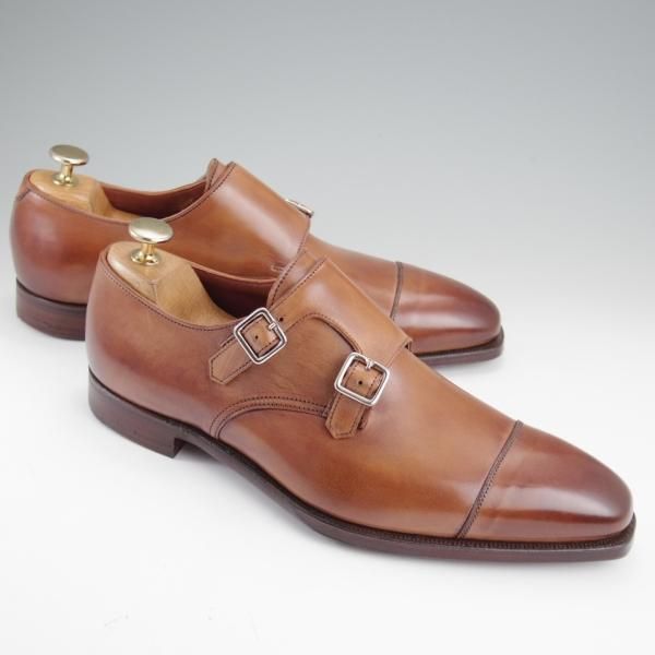 未使用★クロケット&ジョーンズ 6.5E【ハンドグレードライン★MONTPELLIER 2/ダブルモンク】373ラスト/カーフ/茶/Crockett&Jones★l859