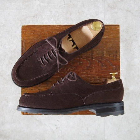 極美品★J.M.ウエストン 5.5D【現行定価￥168,300-★ゴルフ/GOLF/旧ロゴ】641/31ラスト/Uチップ/スエード/濃茶/Weston/ウェストン★l865