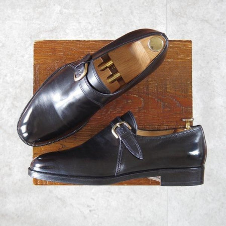 極上★(伊)タニノクリスチー SIZE 7【定価15万円以上★モンクストラップ/黒】カーフ/メンズ/TANINO CRISCI★l891