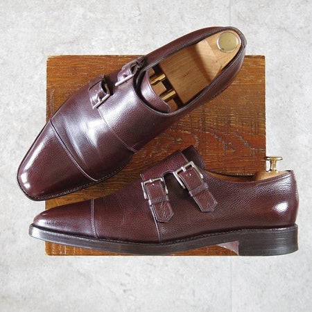 ★ジョンロブ 8.5EE【貴重★(水牛)バッファローレザー/DERWENT/8000ラスト】ダブルモンク/濃茶/JOHN LOBB★l896
