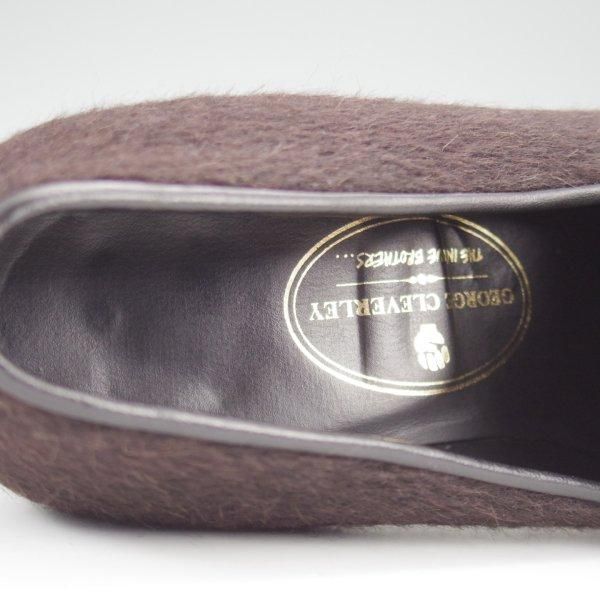 極美品★(英)ジョージ・クレバリー UK7.5程度【貴重★アルパカ素材/イノウエブラザーズ別注】ルームシューズ/濃茶/GEORGE CLEVERLEY★l901