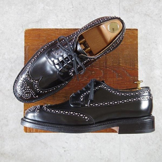 未使用★チャーチ 60F/UK6【現行定価20万円以上★GRAFTON MET/グラフトン/スタッズ】173ラスト/フルブローグ/黒/メンズ/Church's★l902