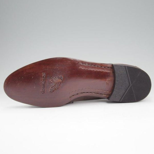 ほぼ試着程度★(伊)VERSACE/ヴェルサーチェ SIZE 41.5【貴重★リザード革/ローファー/Vチップ】濃茶/メンズ★l908