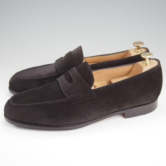 美品★ジョンロブ 9E【現行定価￥254,100-★ロペス/LOPEZ】4395ラスト/コインローファー/スエード/黒/メンズ/JOHN LOBB★l918